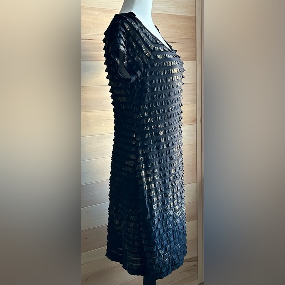 Connected apparel, Size 12 black and gold frills dress with built in slip. - Picture 3 of 11